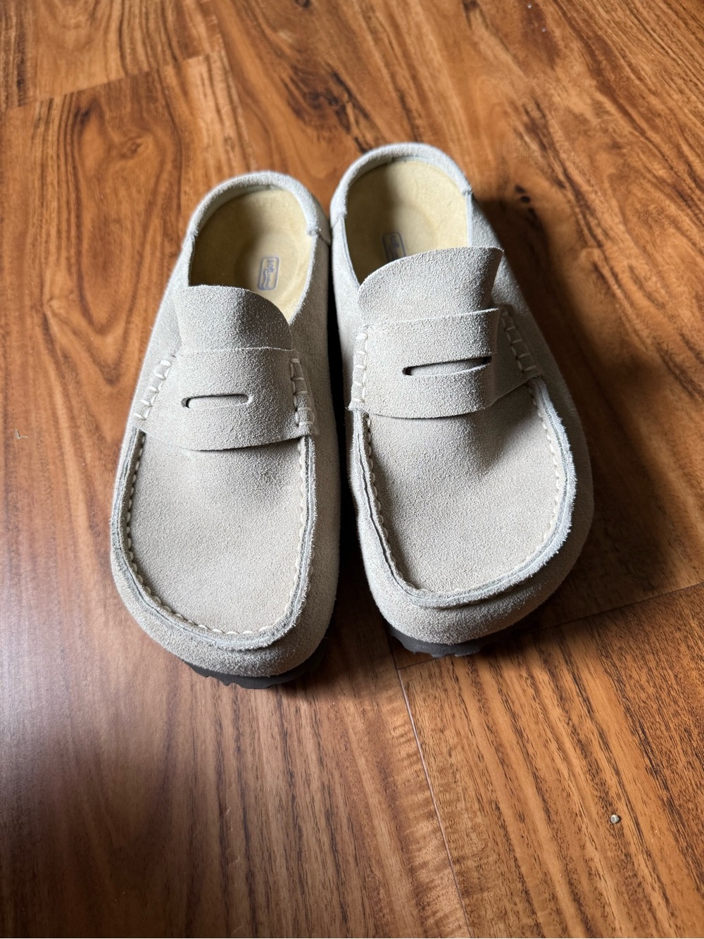 Birkenstock Women's Suede Penny Loafer Mules in Beige